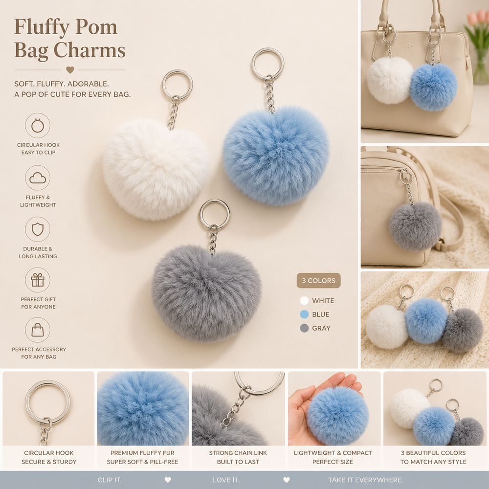 Fluffy Pom Bag Charm