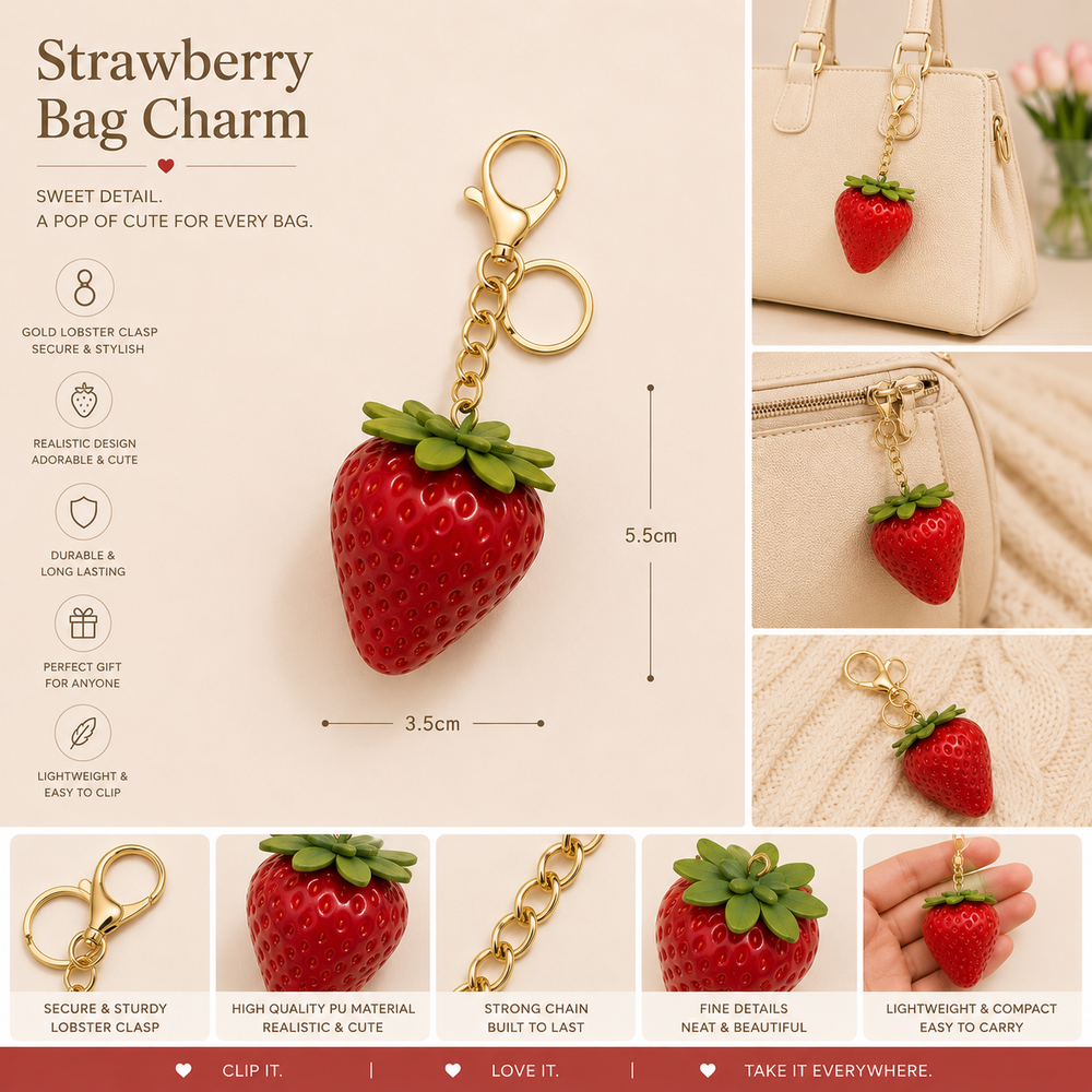Strawberry Bag Charm