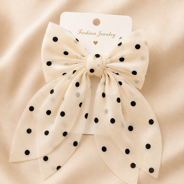 Polka Dot Organza Bow Hair Clip