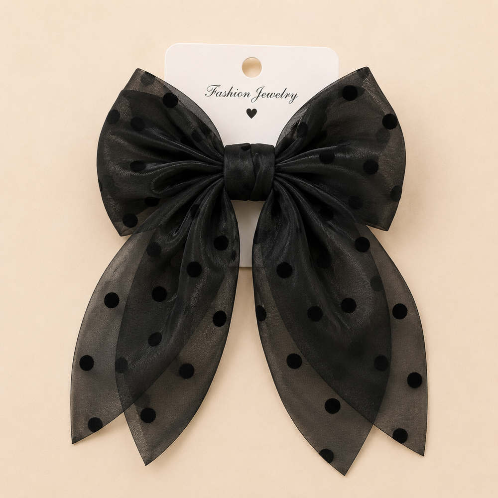 Polka Dot Organza Bow Hair Clip