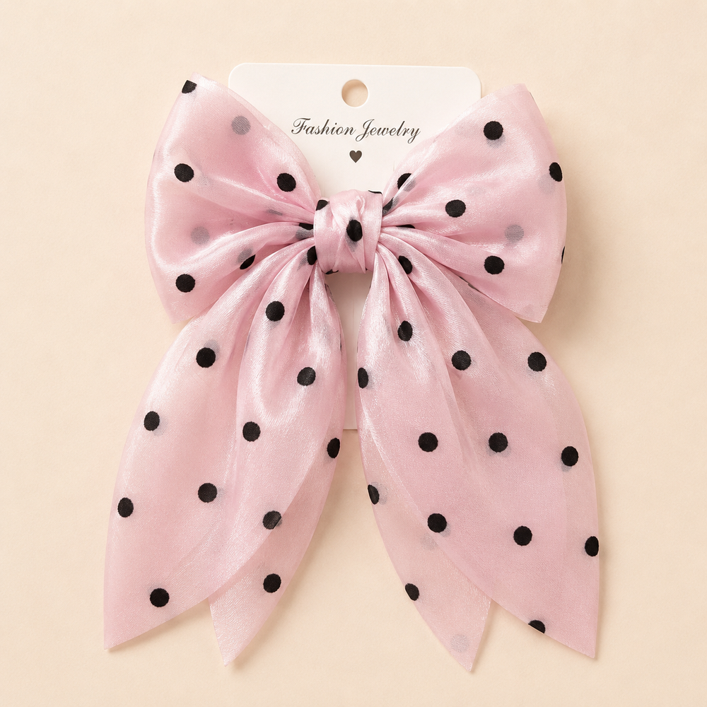 Polka Dot Organza Bow Hair Clip