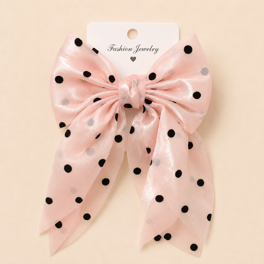 Polka Dot Organza Bow Hair Clip